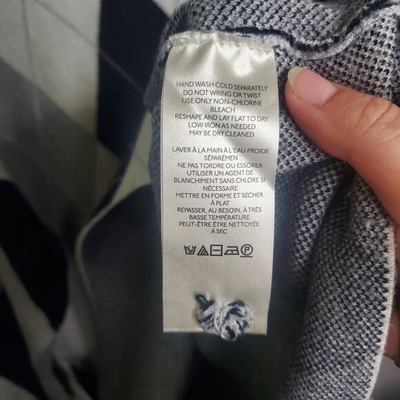 Anthropologie MAEVE Carys Mock Neck Argyle Diamond Pullover Knit Sweater Grey S - Picture 12 of 16